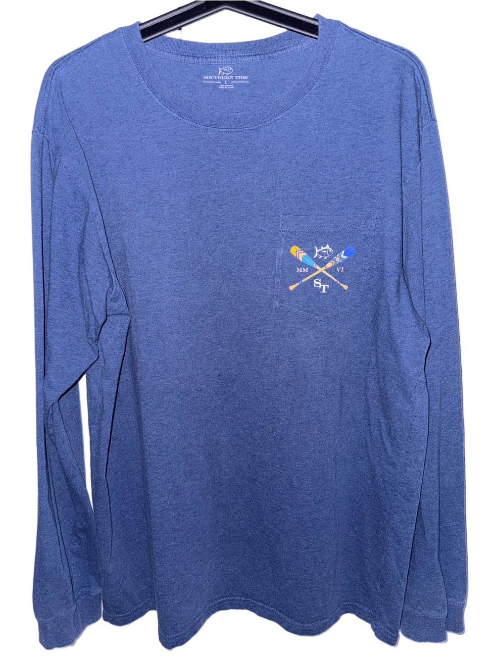Southern Tide Navy Blue Long Sleeve Pocket Tee